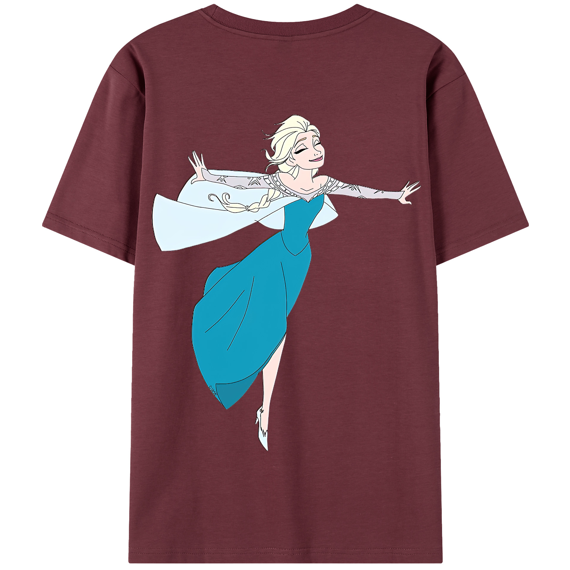 （画像用） アナと雪の女王 アンナ エルサ Frozen Anna Elsa 綿100％半袖Tシャツ（背面プリント）